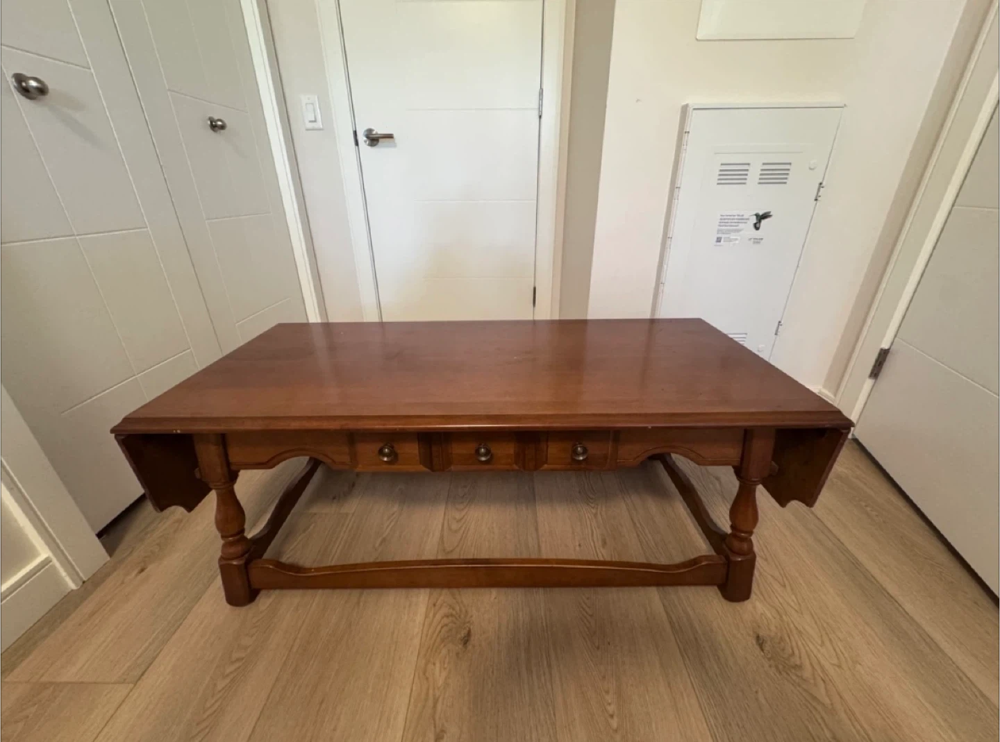 Vintage Wood Coffee Table with Drawers