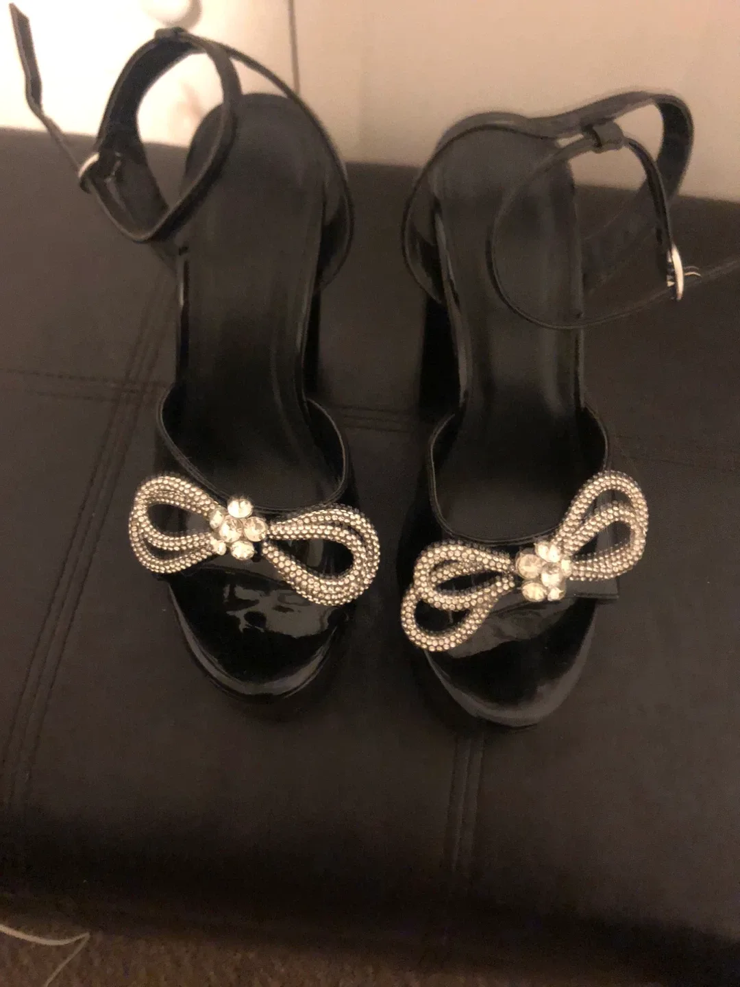 Black Heels with Bow Detail
