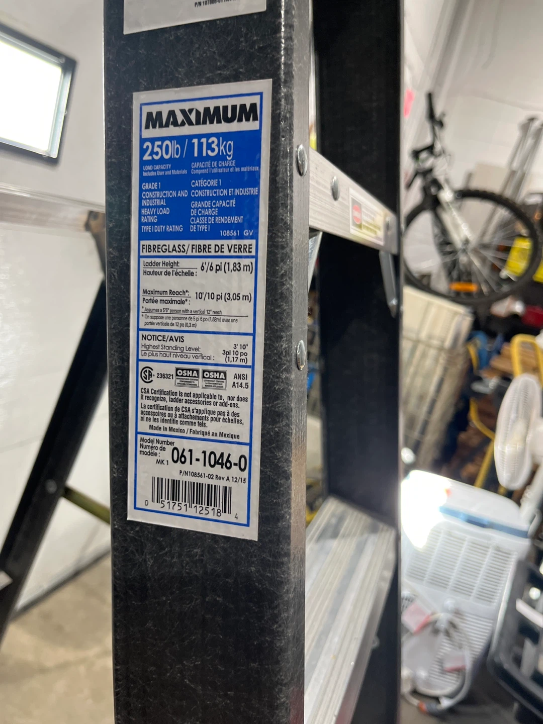 Maximum 6ft Fibreglass Ladder - 250lb Capacity - photo 5