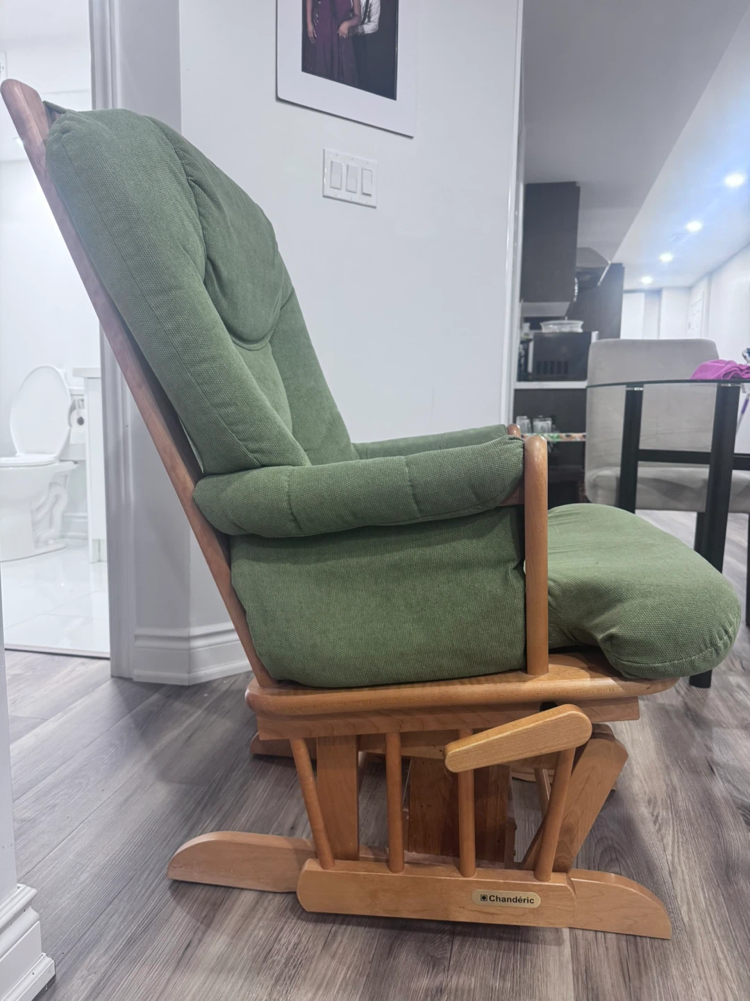 Chanderic Green Rocking Chair with Ottoman - photo 2