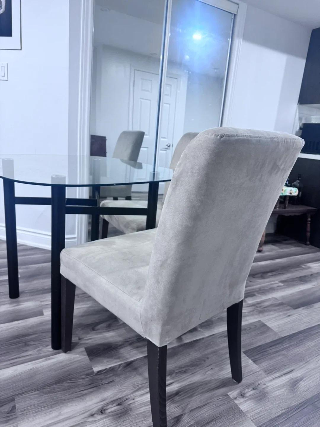 Glass Top Dining Table with Black Legs and table cover image indicator(2)