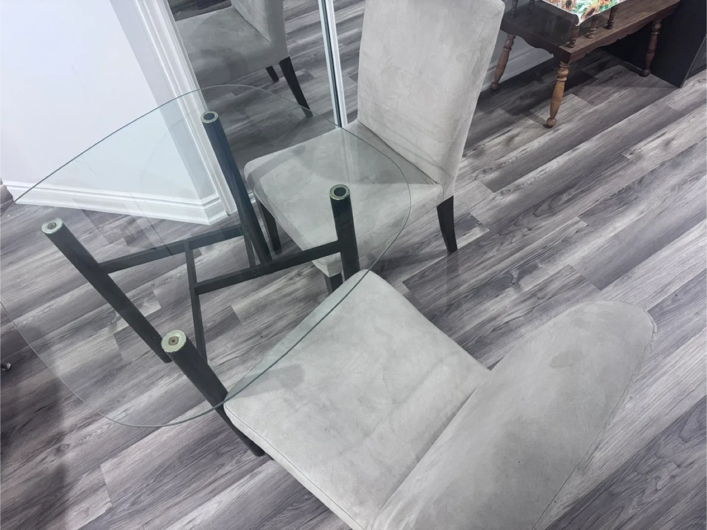 Glass Top Dining Table with Black Legs and table cover image indicator(6)