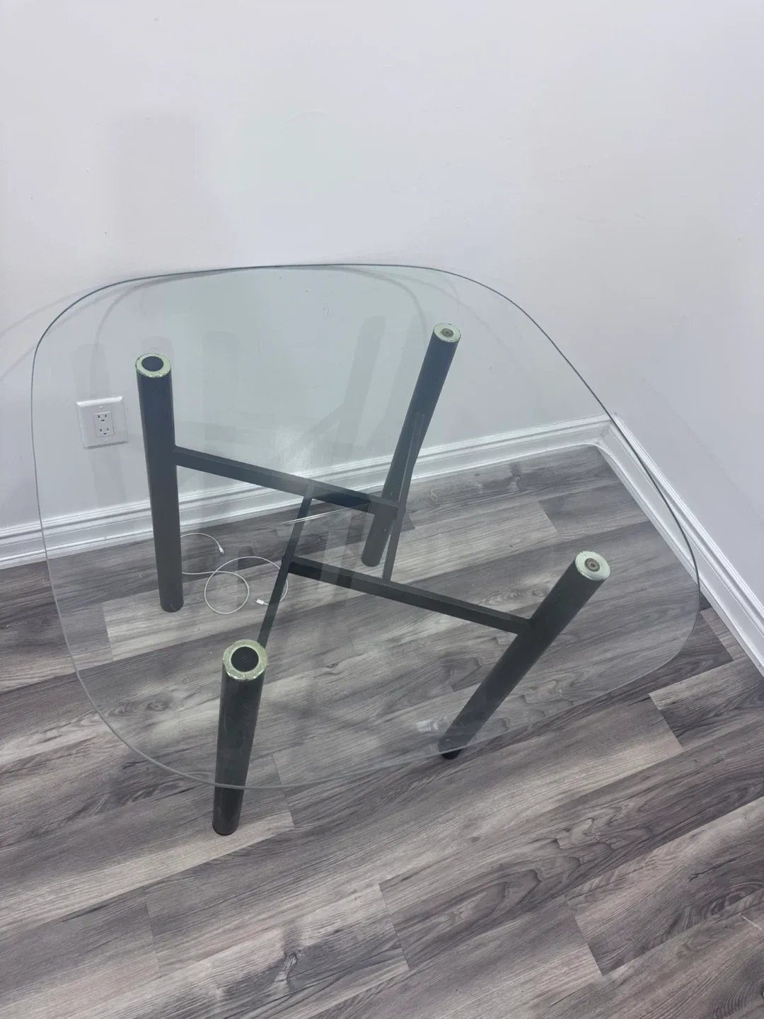 Glass Top Dining Table with Black Legs and table cover image indicator(5)