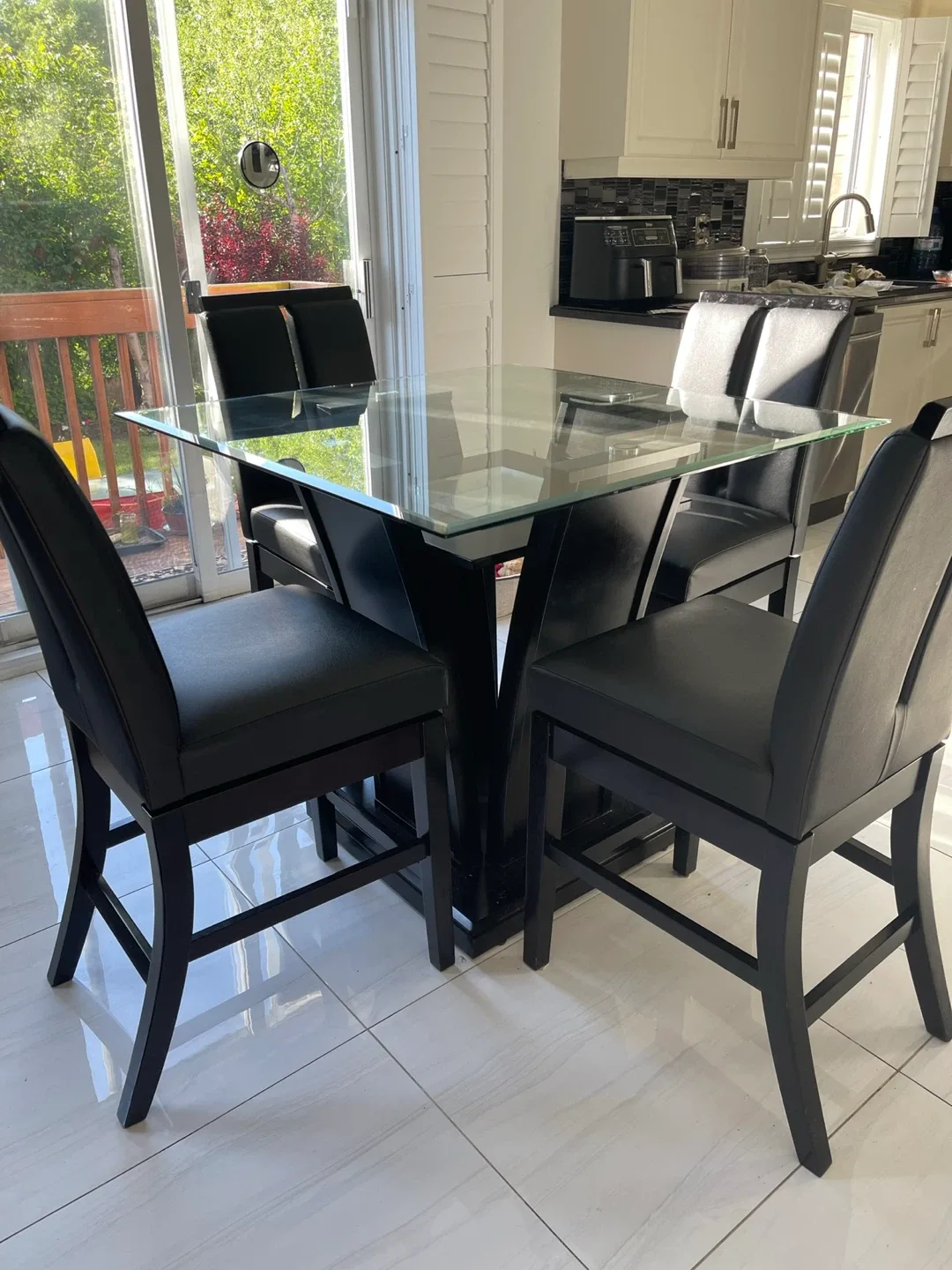Glass Top Dining Table with 4 Chairs image indicator(6)