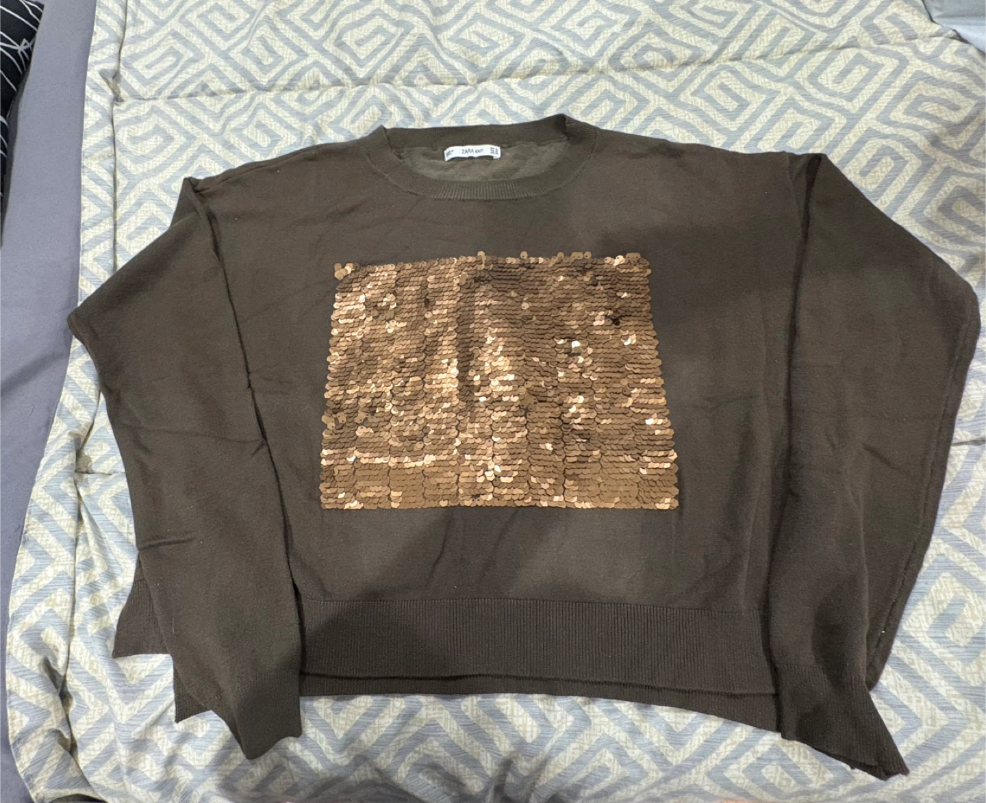 Zara Knit Brown Sequin Sweater