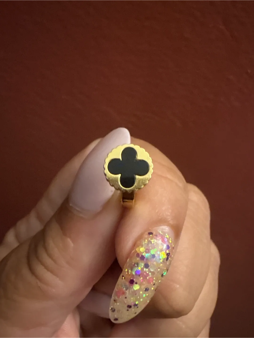 18K Gold SS Onyx Clover earrings New image indicator(4)