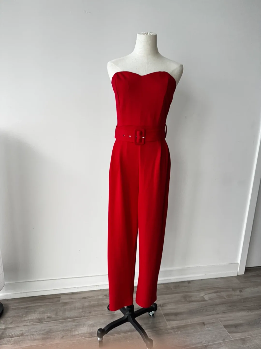 Red Strapless Jumpsuit with Belt - size M thumbnail