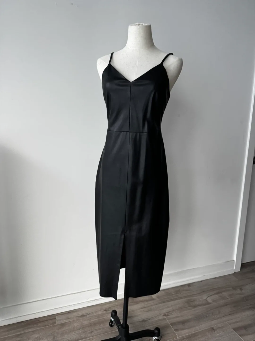Black Faux Leather Dress, Size S-M thumbnail