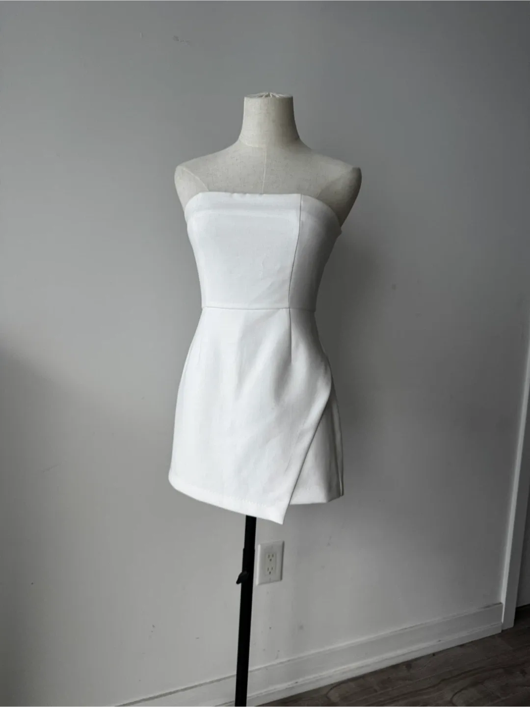 White Strapless Mini Dress-Skort thumbnail