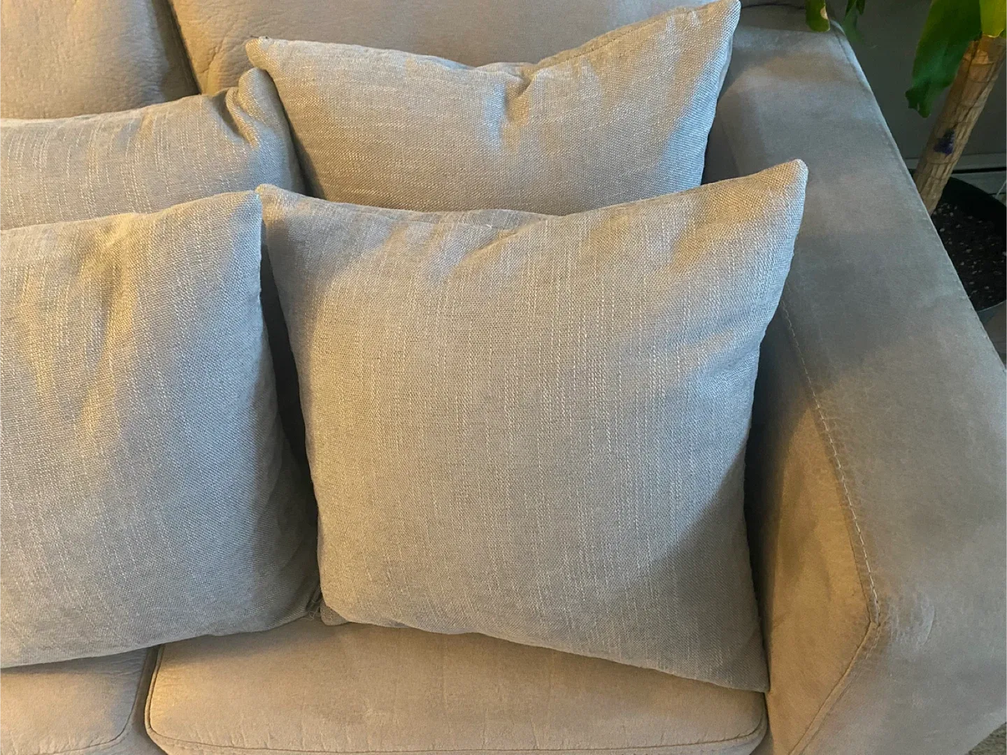 Comfortable Beige Sofa , Love seat and cushions thumbnail