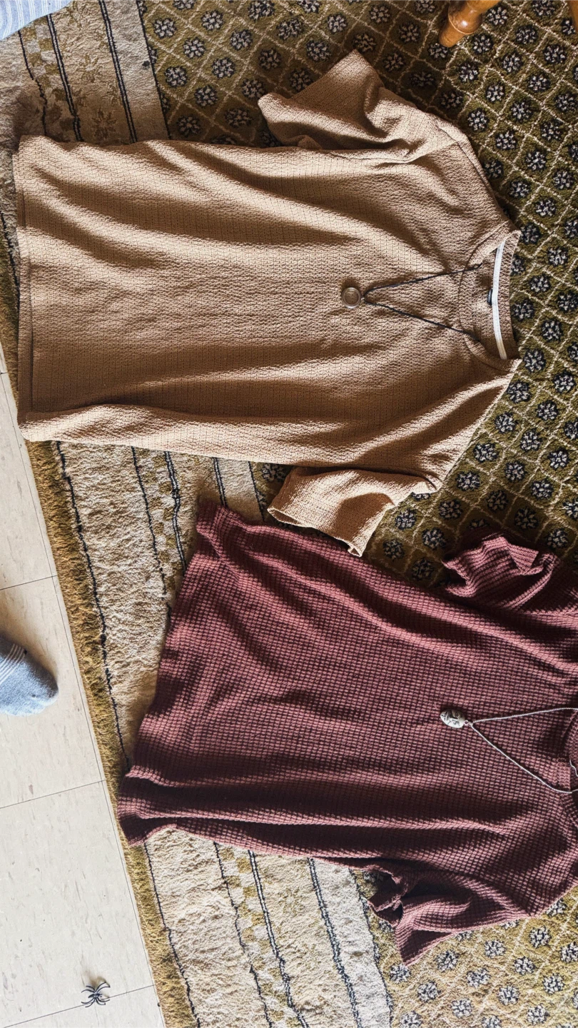 Two Waffle Knit Tops - Beige and Brown - photo 4