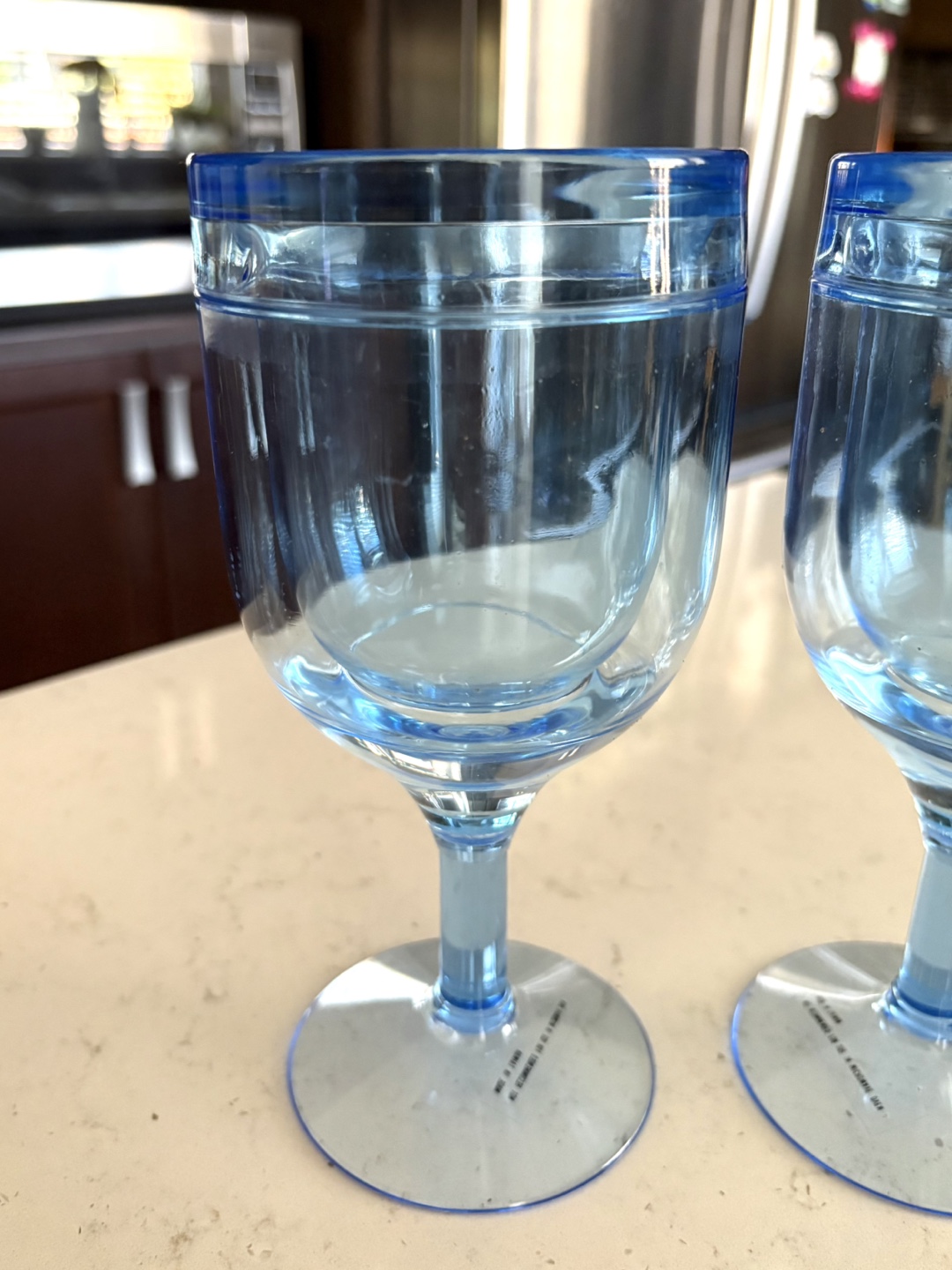 2 New Blue Acrylic Double Walled Wine Glasses - photo 3