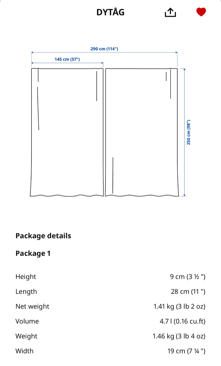 IKEA DYTÅG White Curtains (1 Pair) - photo 4