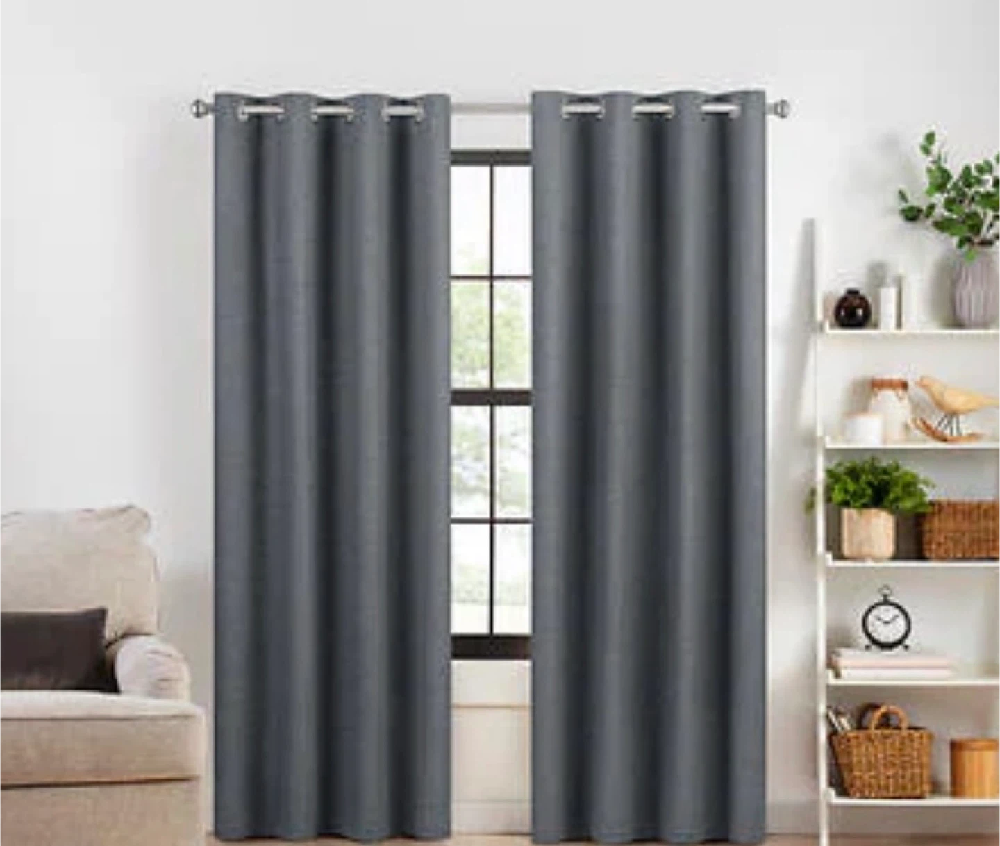 Dark Grey Blackout Curtain Panel x 4