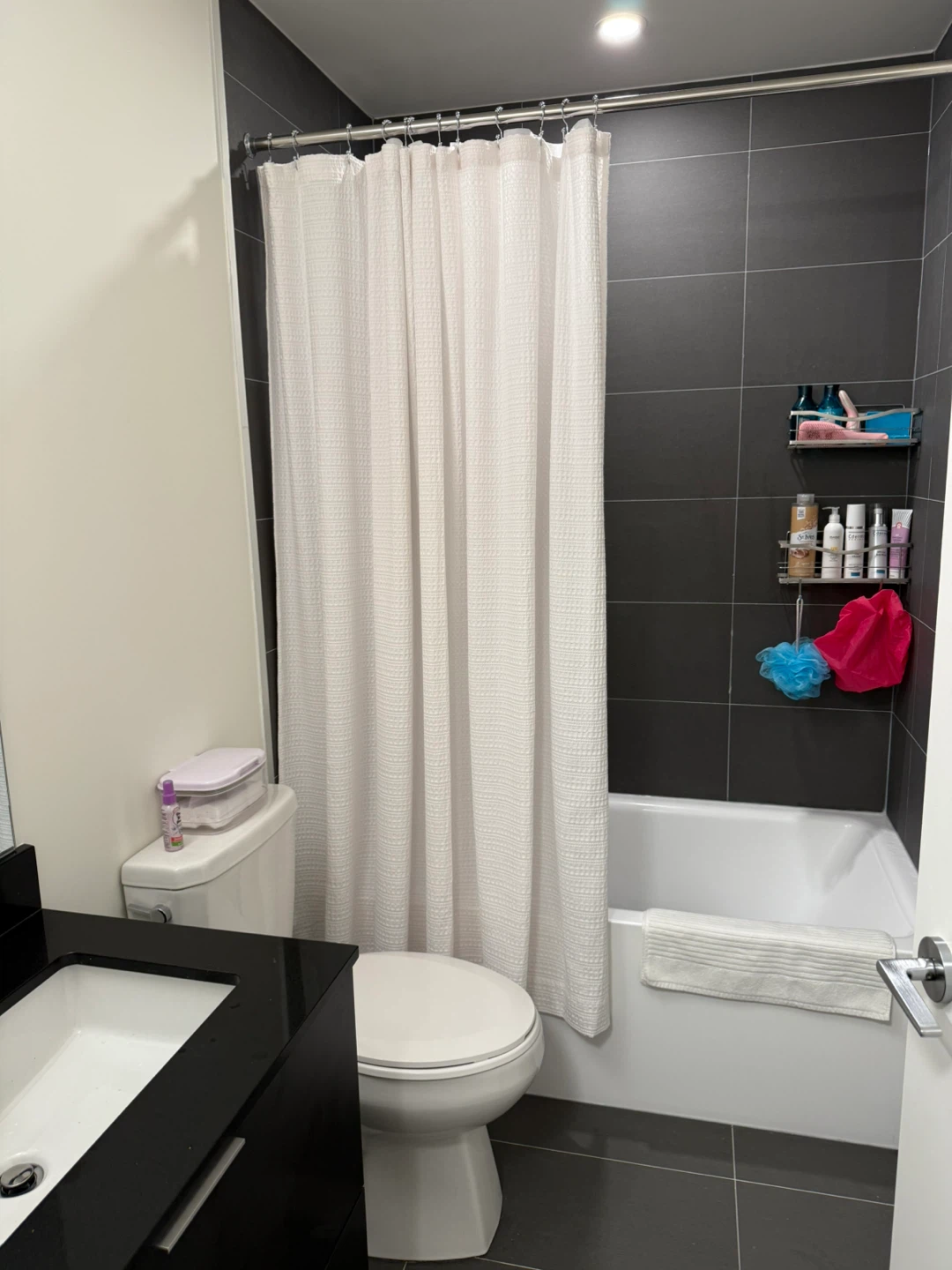 White Waffy Shower Curtain & Hooks - photo 5