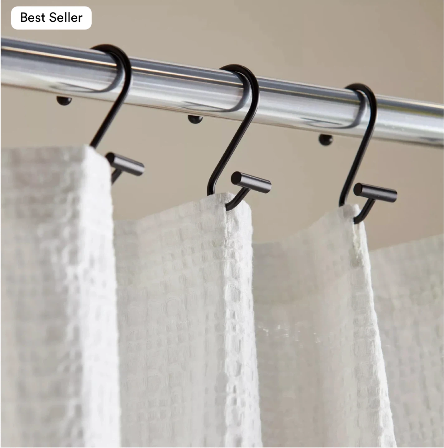 White Waffy Shower Curtain & Hooks - photo 2
