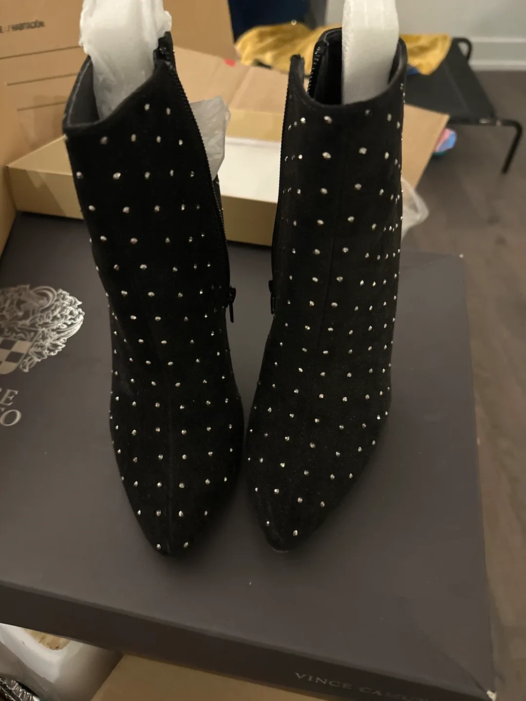 Le Chateau Black Studded Heeled Booties thumbnail