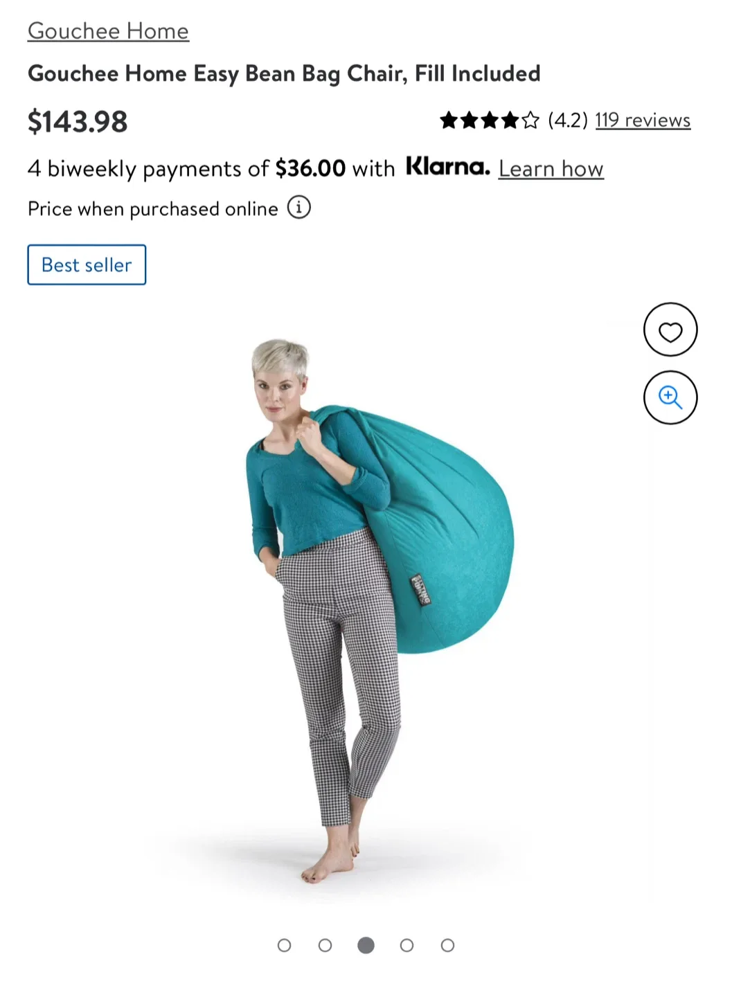 Sitting Point Bean Bag Chair - Teal image indicator(4)