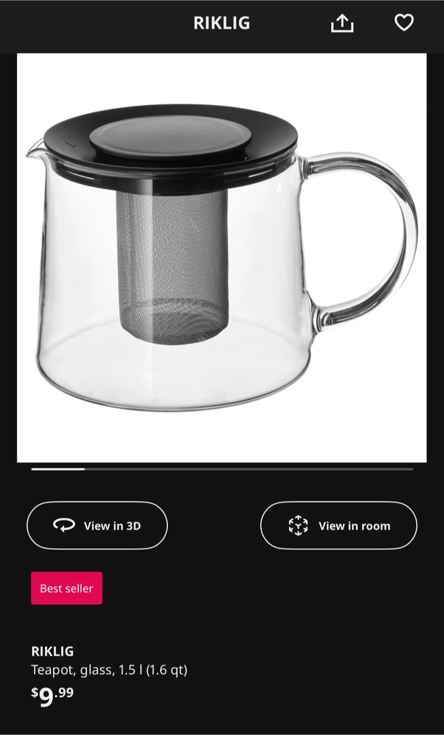 RIKLIG Glass Teapot - 1.5L
