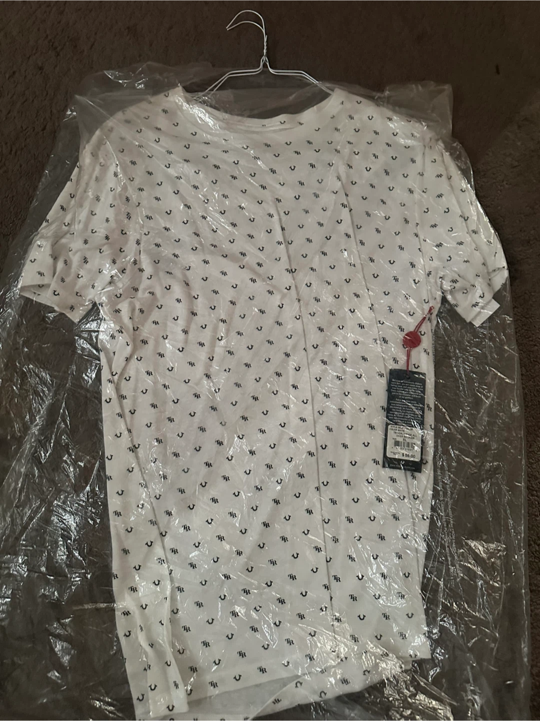 True Religion White Patterned Tee - New with Tags