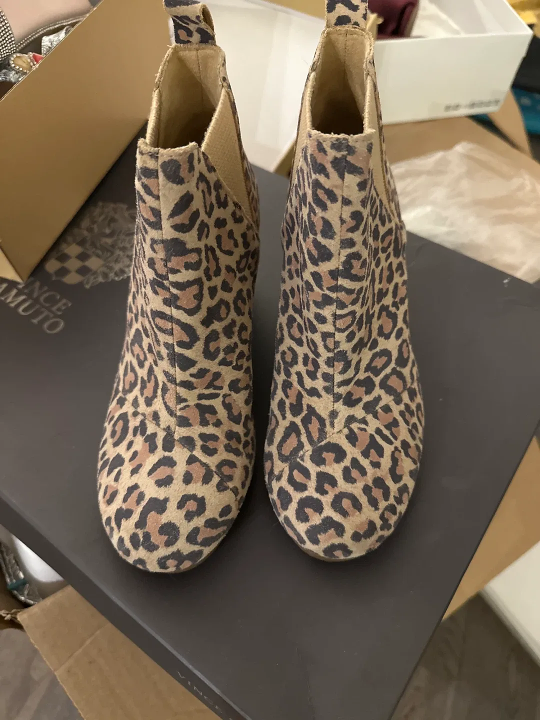 TOMS Leopard Print Wedge Ankle Boots - Size 6 thumbnail