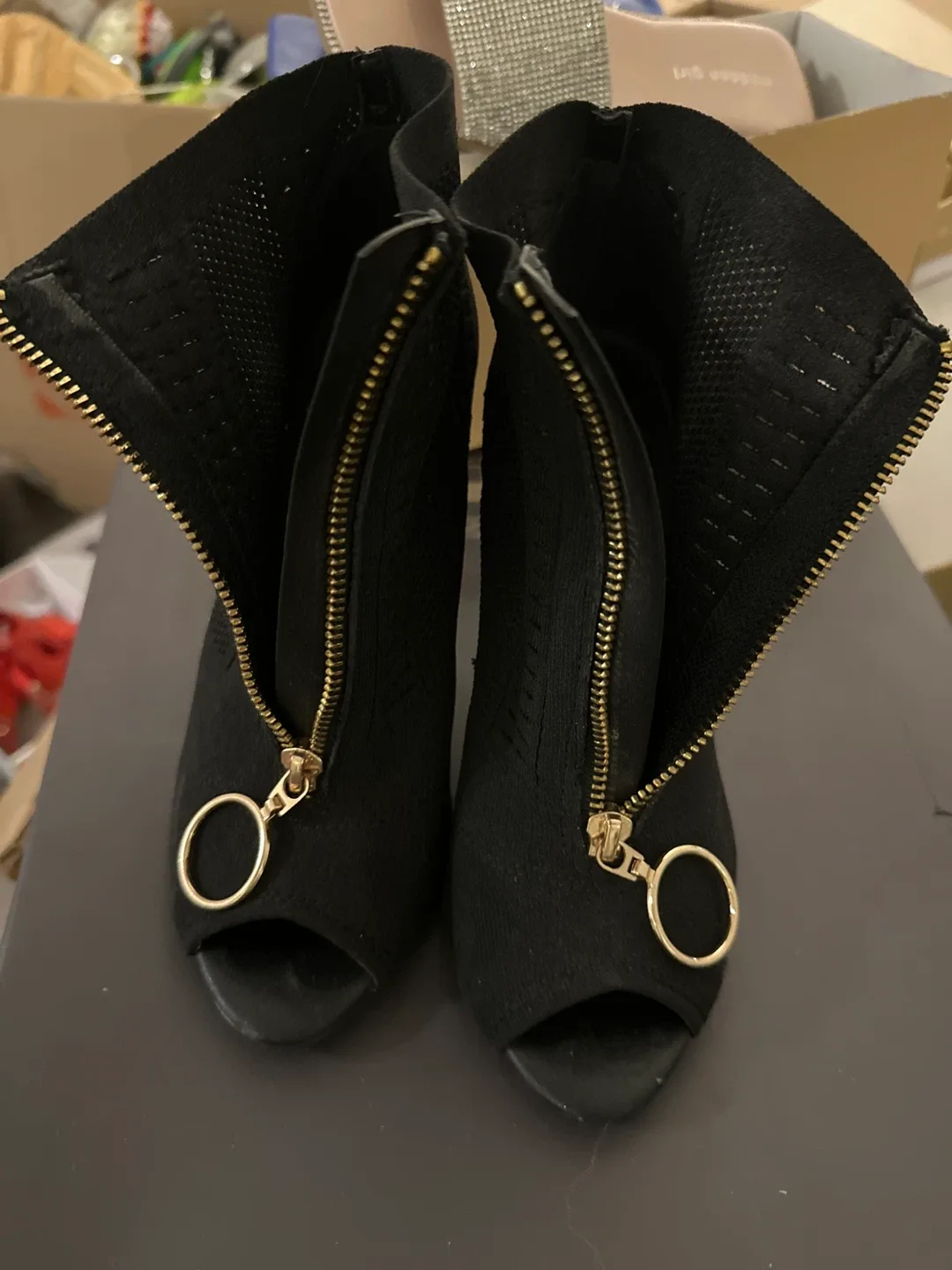 Guess Black Open-Toe Ankle Booties thumbnail