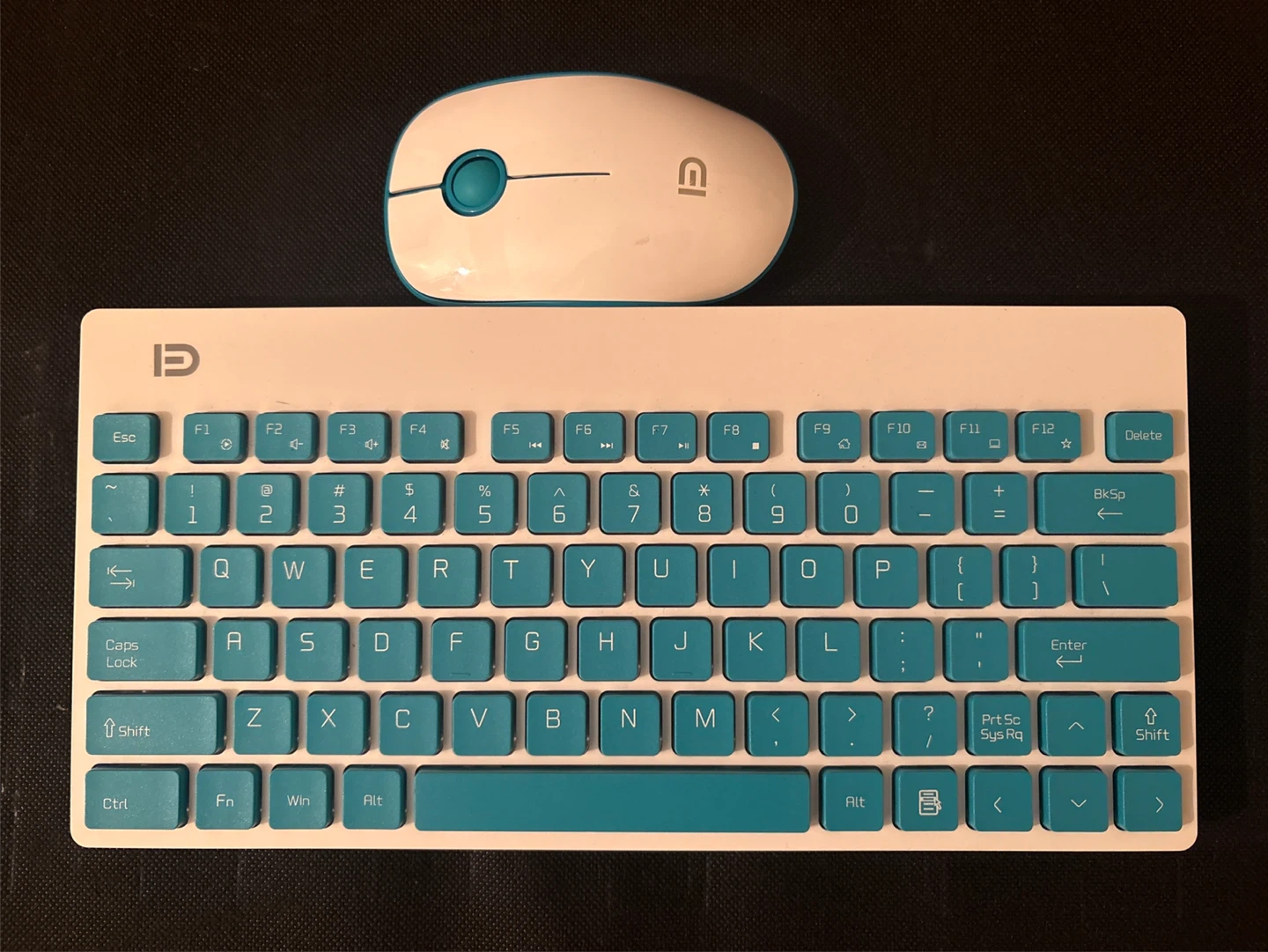 Wireless Keyboard and Mouse Combo - White & Teal