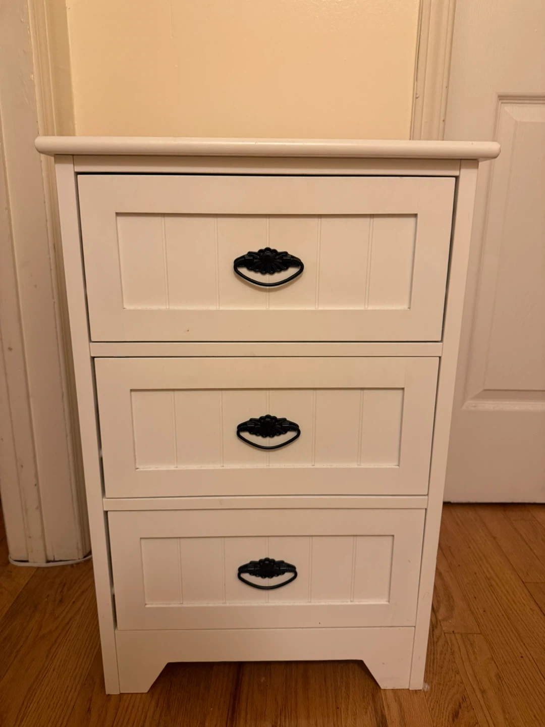 Two White 3-Drawer Nightstand