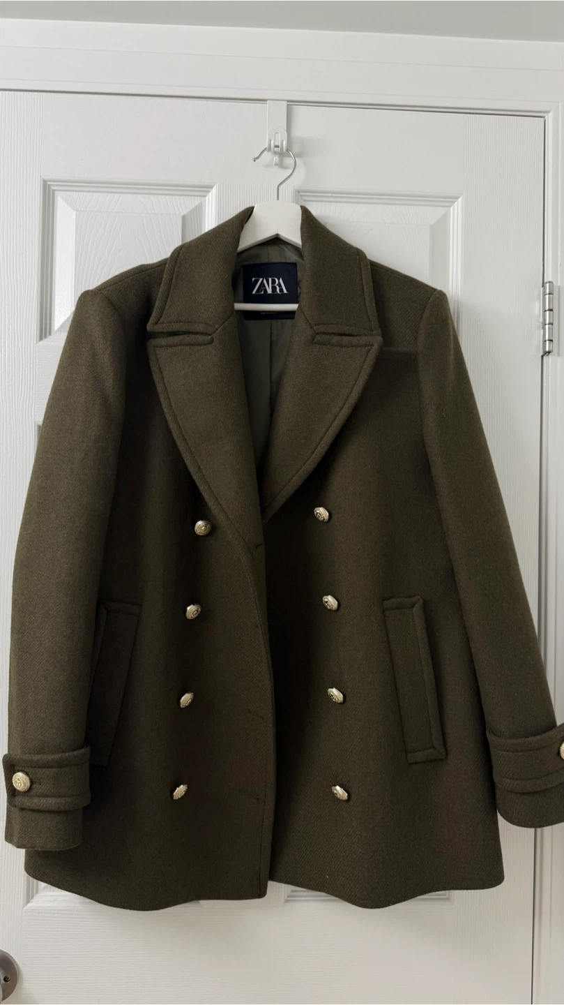 New Zara double-breasted wool khaki coat M - photo 4
