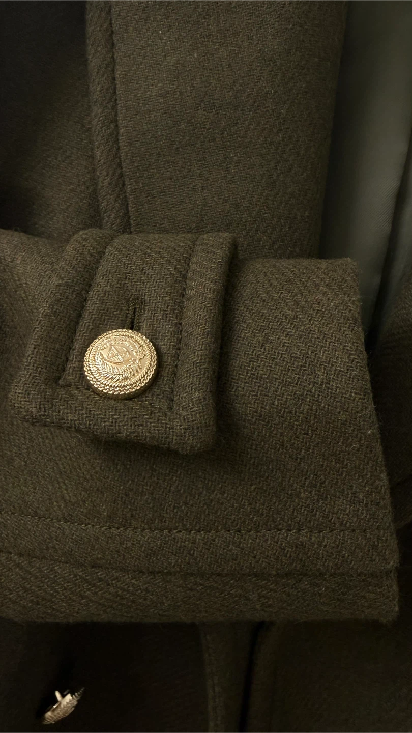 New Zara double-breasted wool khaki coat M - photo 5