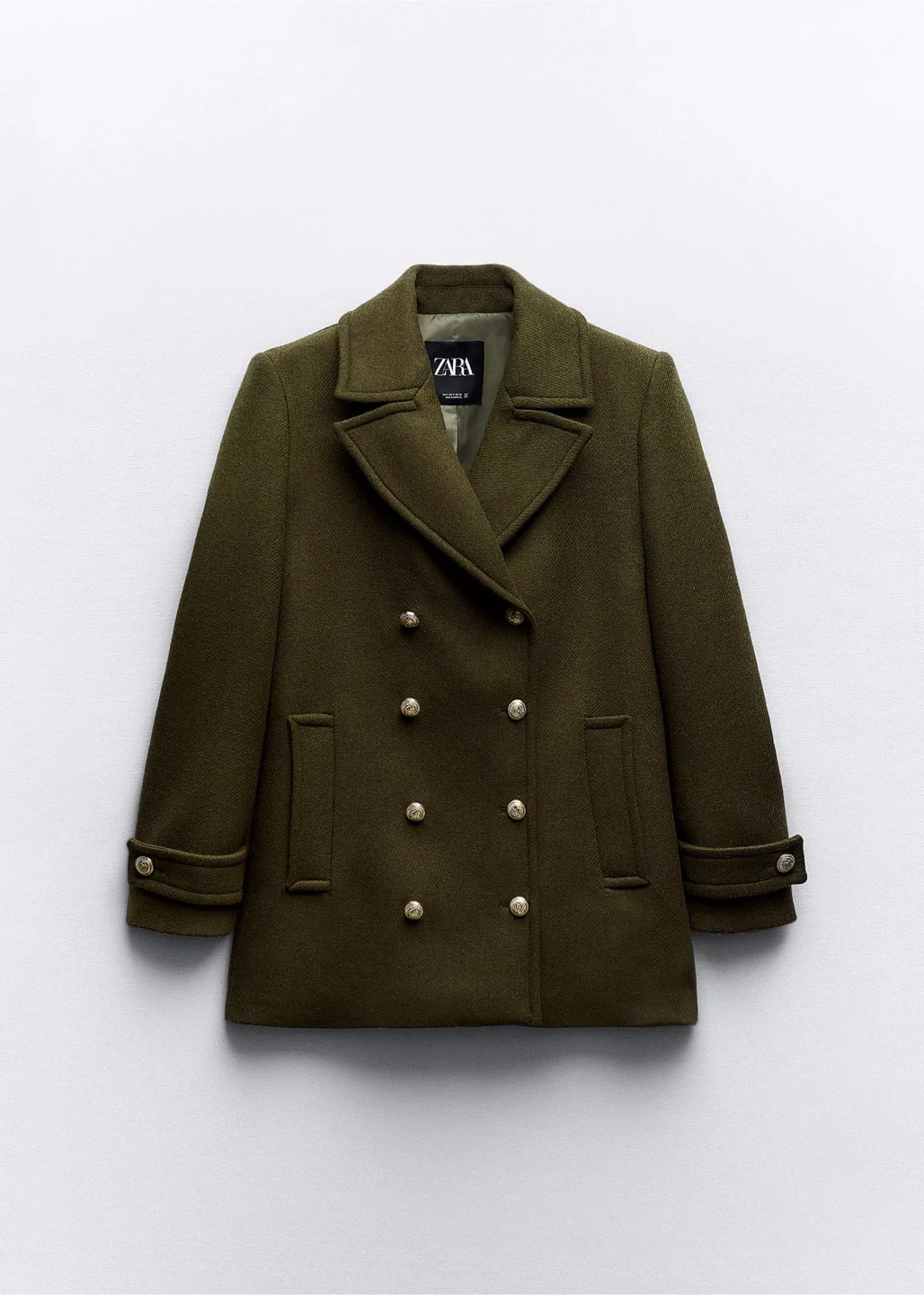 New Zara double-breasted wool khaki coat M - photo 3