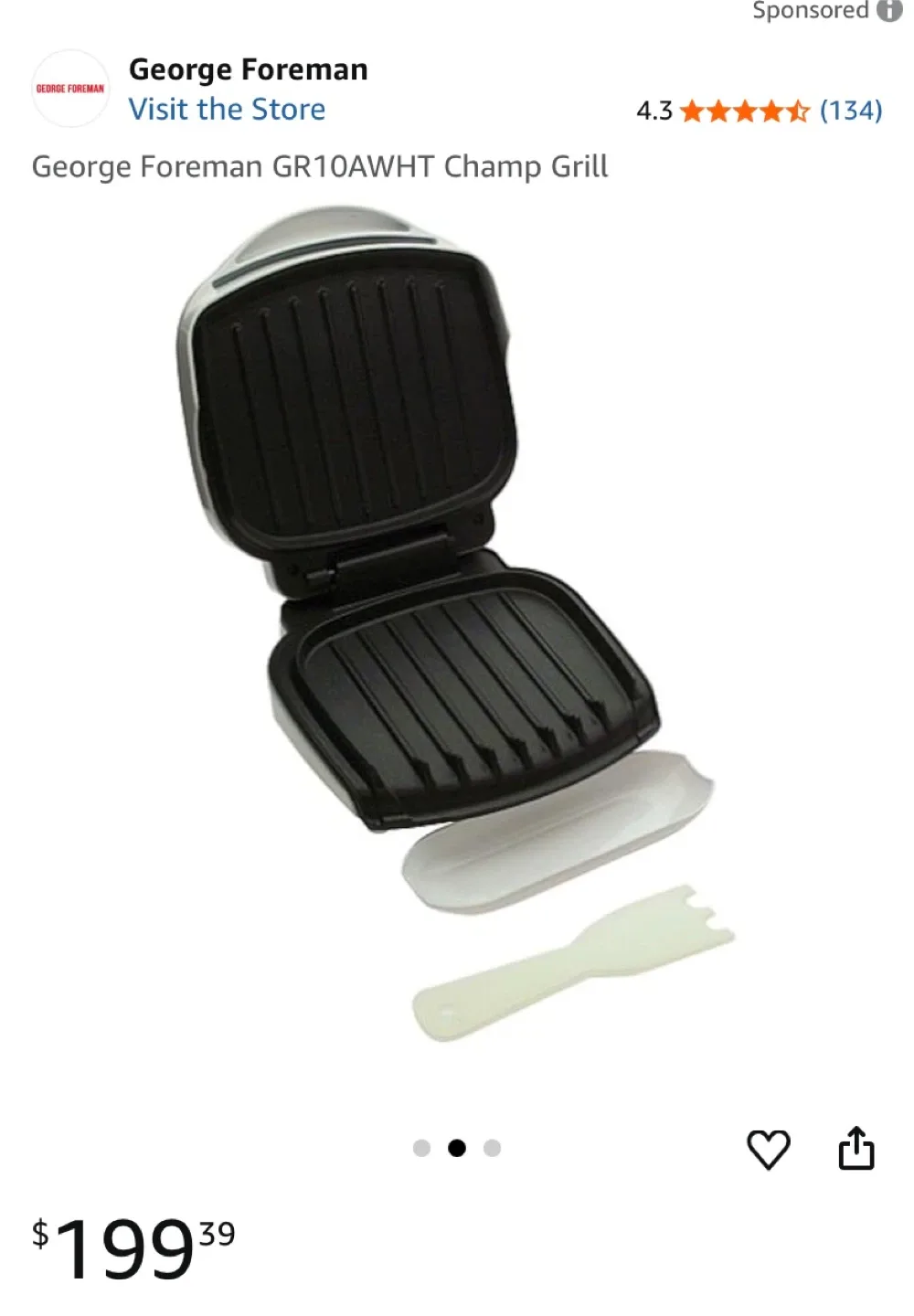 George Foreman GR10AWHT Champ Grill image indicator(3)