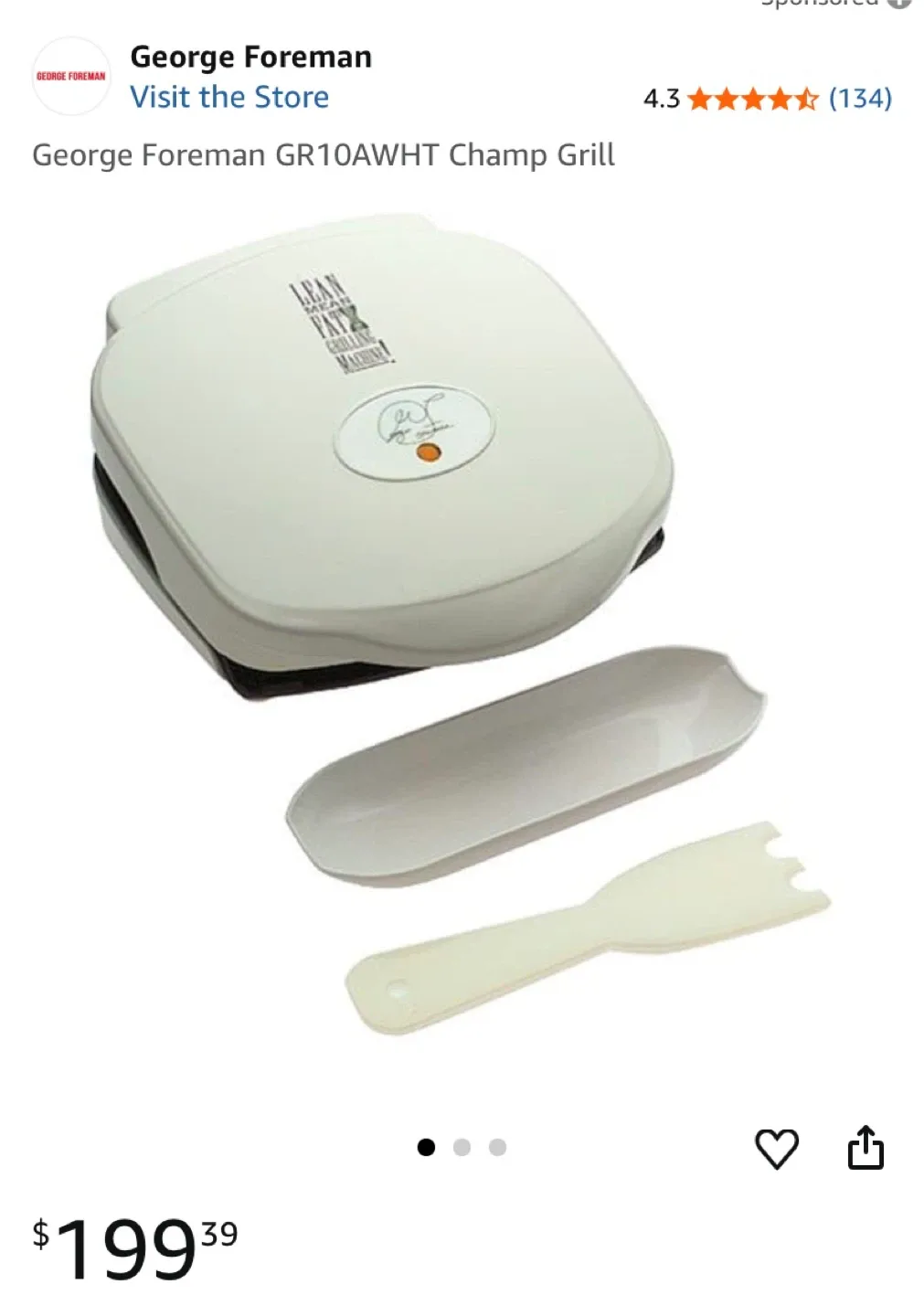 George Foreman GR10AWHT Champ Grill image indicator(2)