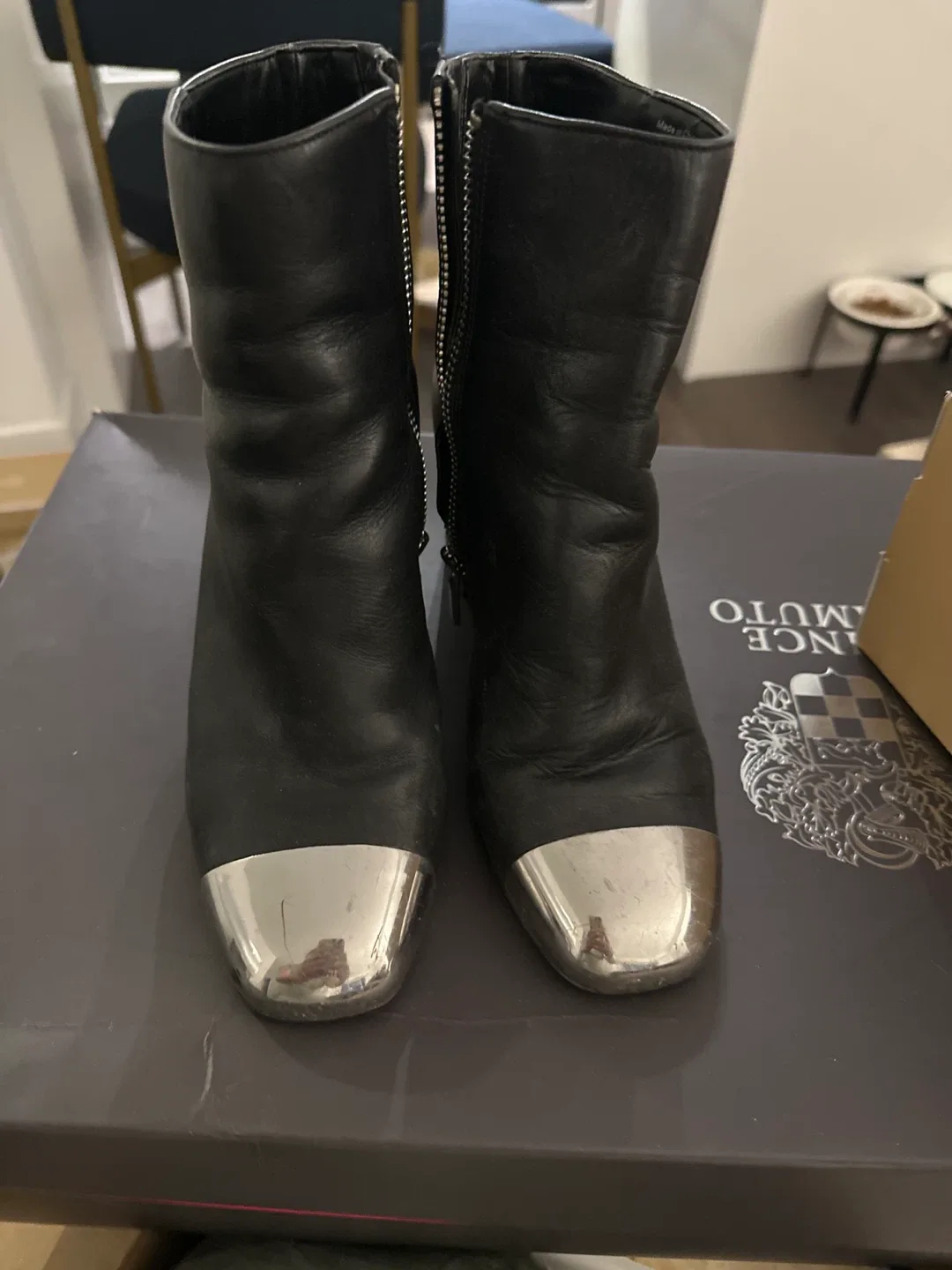 Aldo Black Leather Ankle Boots thumbnail