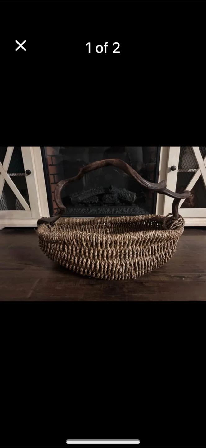 Woven Basket with Wooden Handle