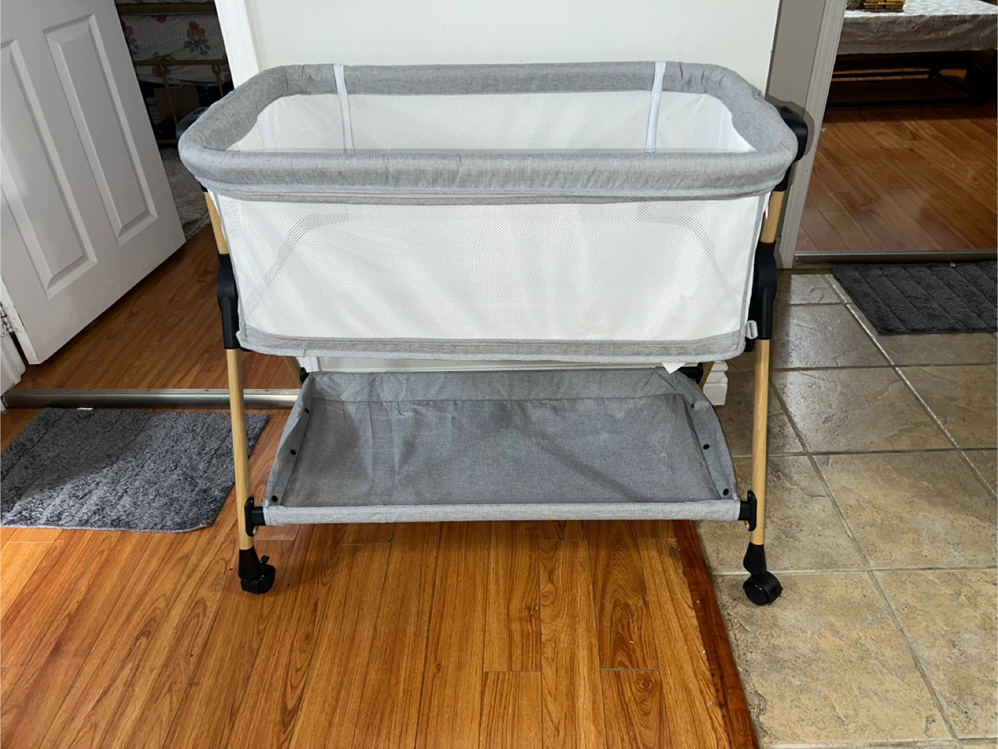 Grey Baby Bassinet with Storage