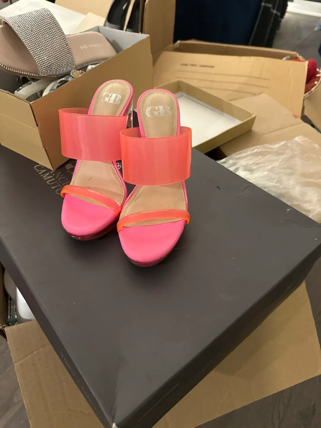 GB Neon Pink Heels - Size 6 thumbnail