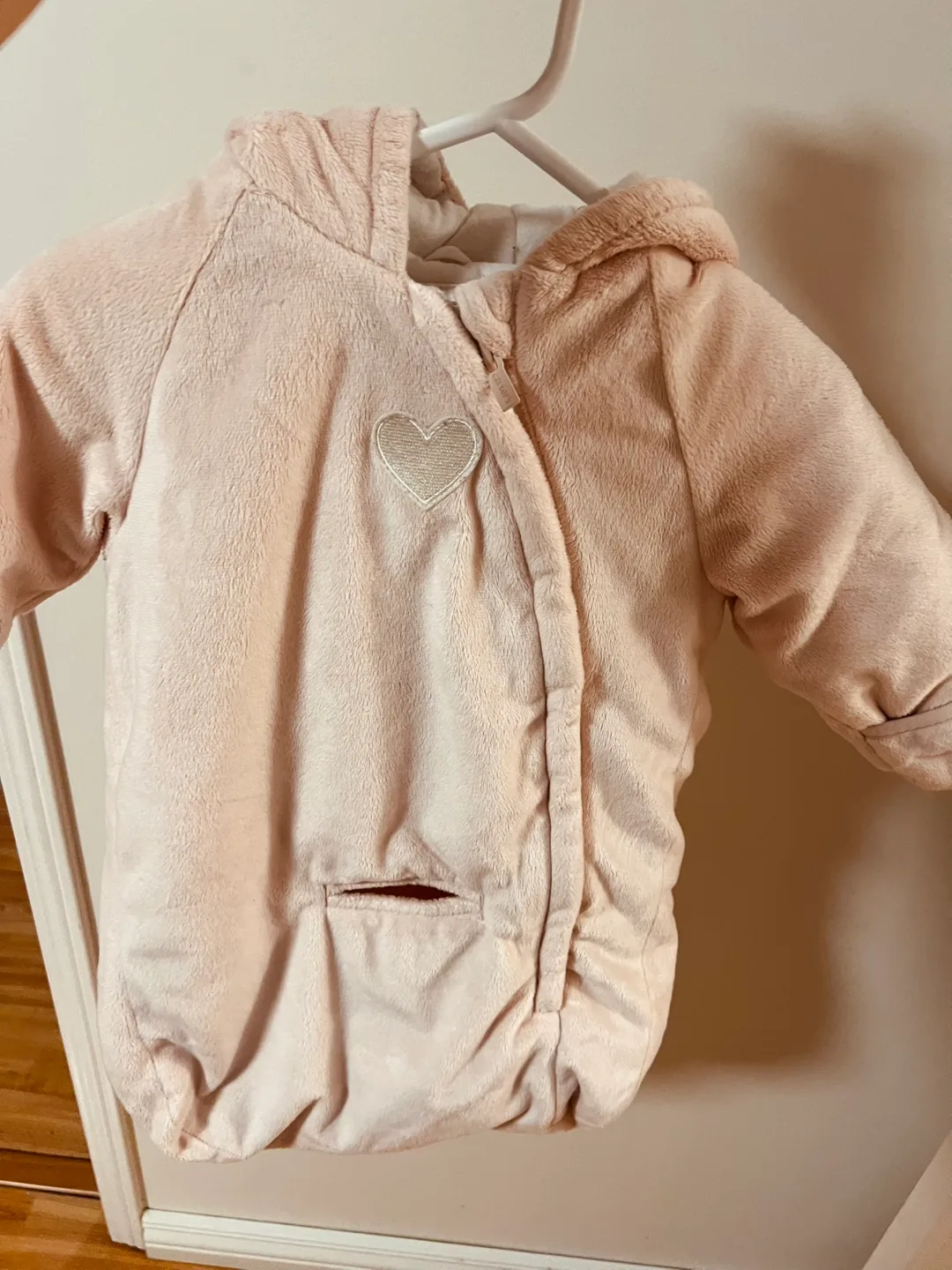 Carter's Baby Girl Zipper Heart Front Pram – Pink image indicator(2)