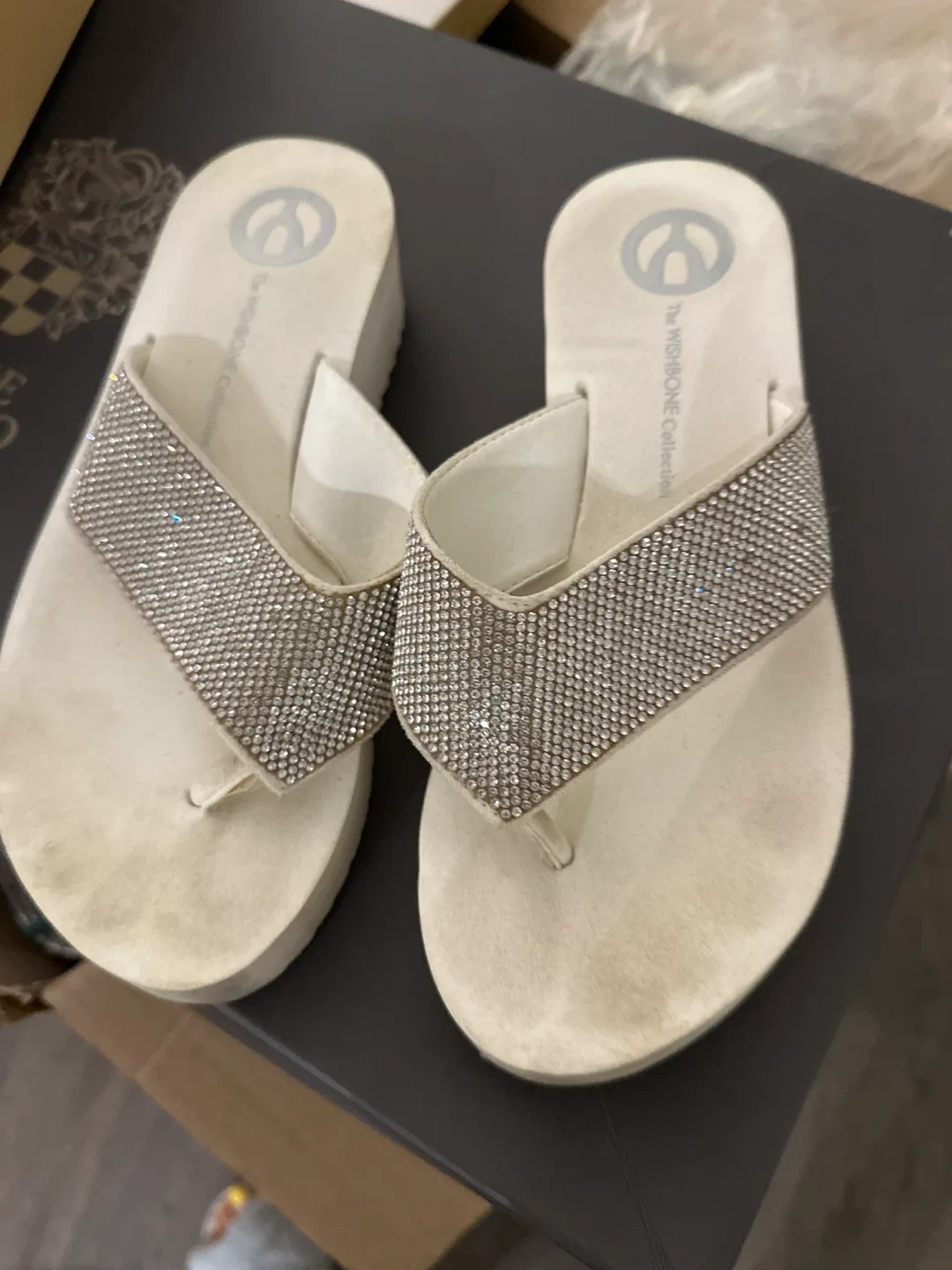 Wishbone Collection Rhinestone Flip Flops thumbnail