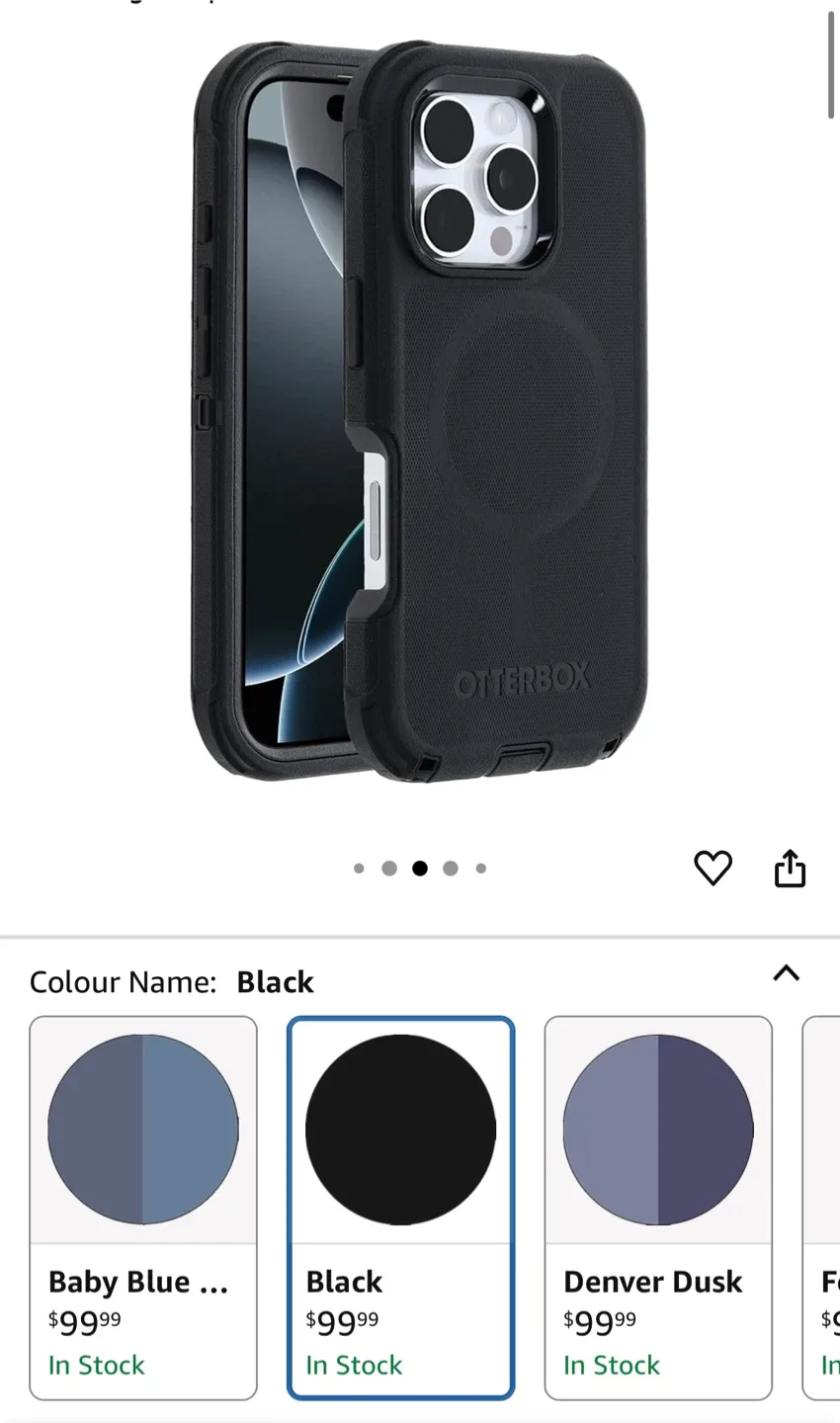 OtterBox Defender Pro iPhone 16 Pro Case - Black thumbnail