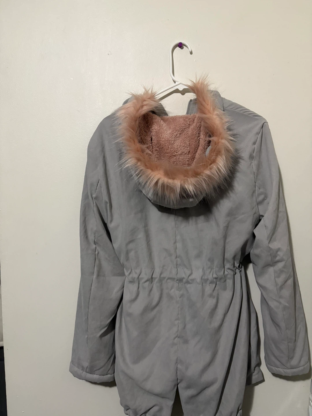 Grey Winter Coat with Faux Fur Trim - photo 3