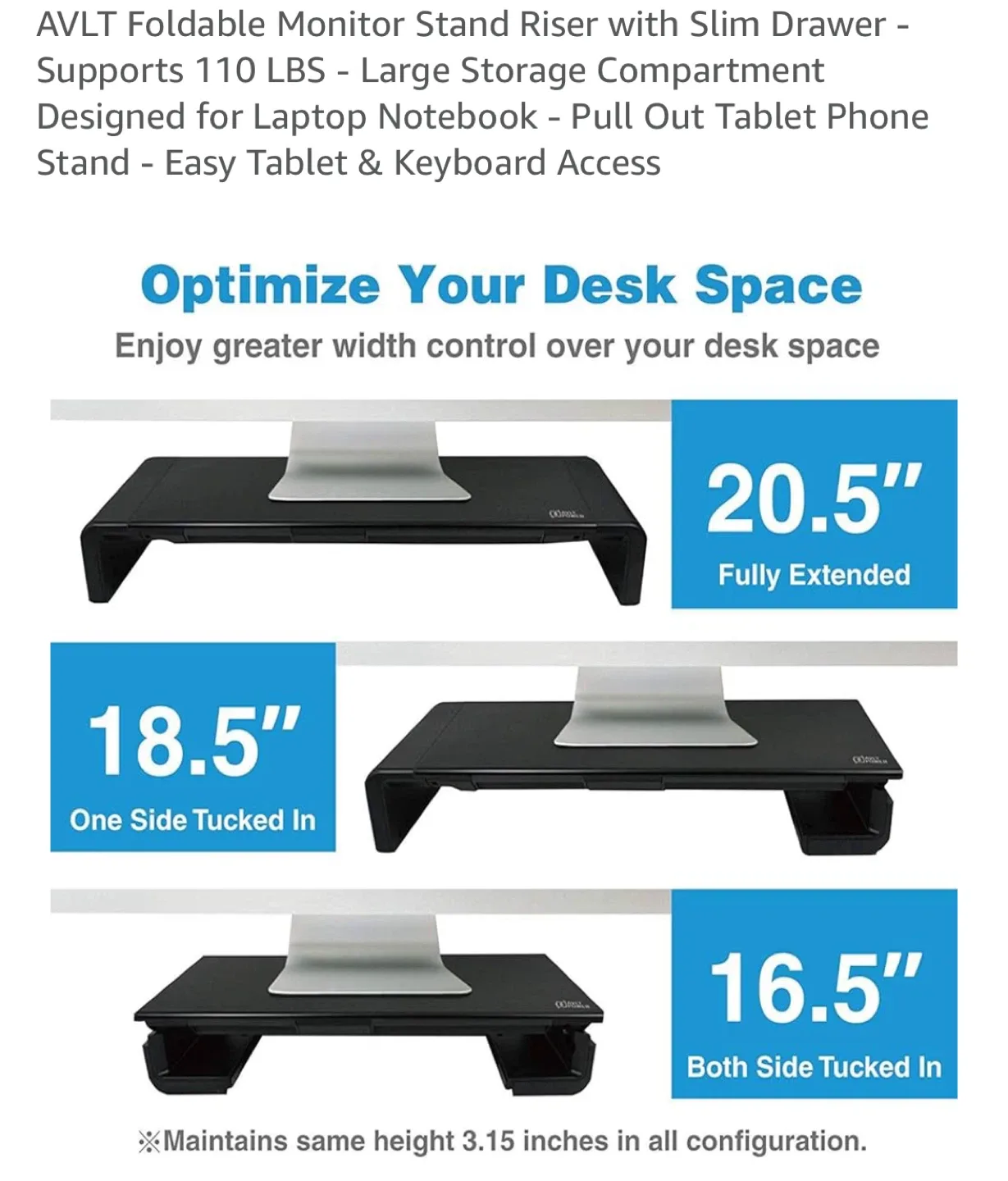 AVLT Foldable Monitor Stand Riser with Drawer image indicator(2)