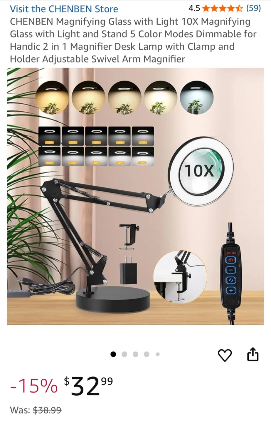 10X Magnifying Glass with Light 2 for $40