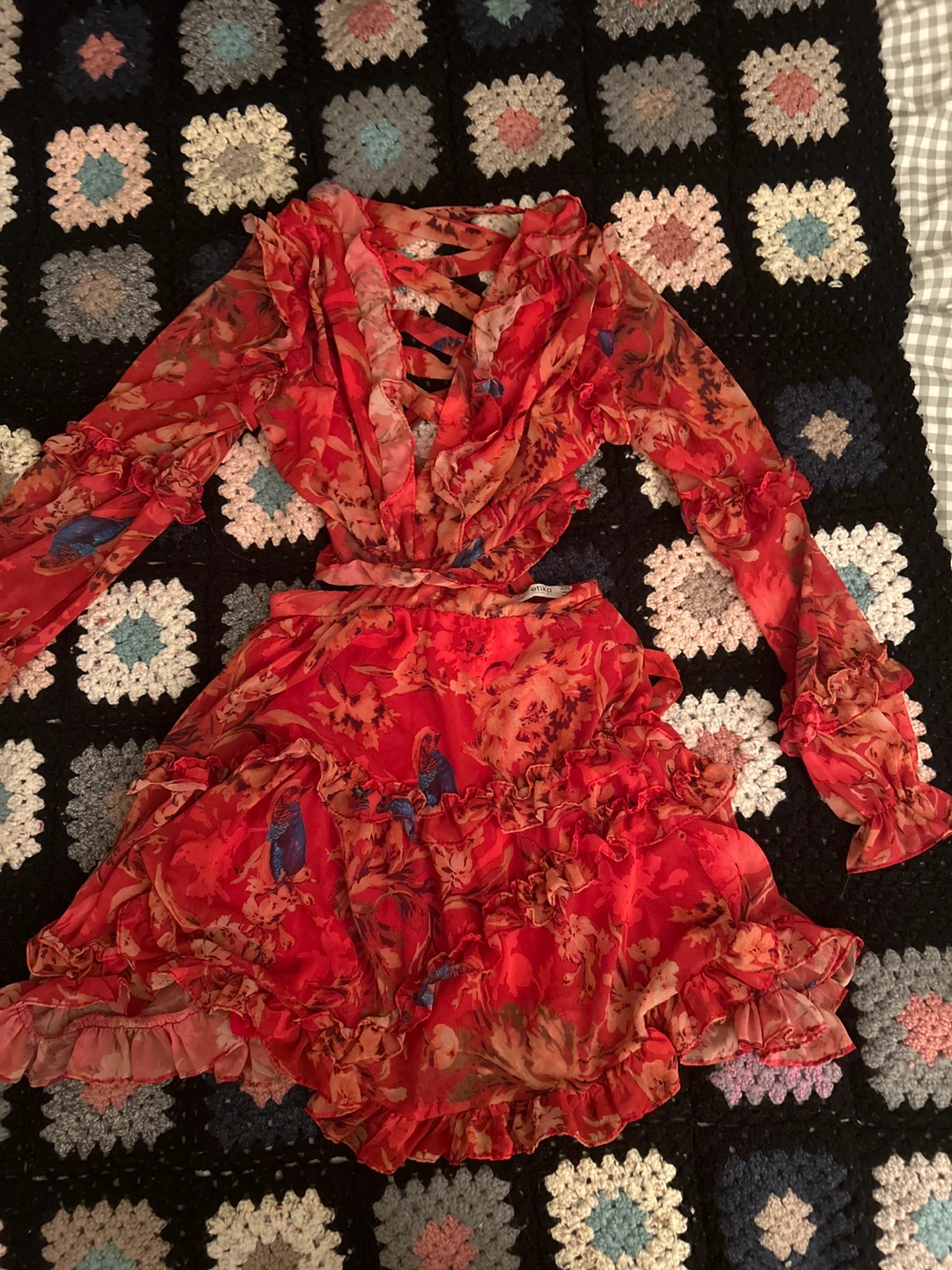 Red Floral Two-Piece Set