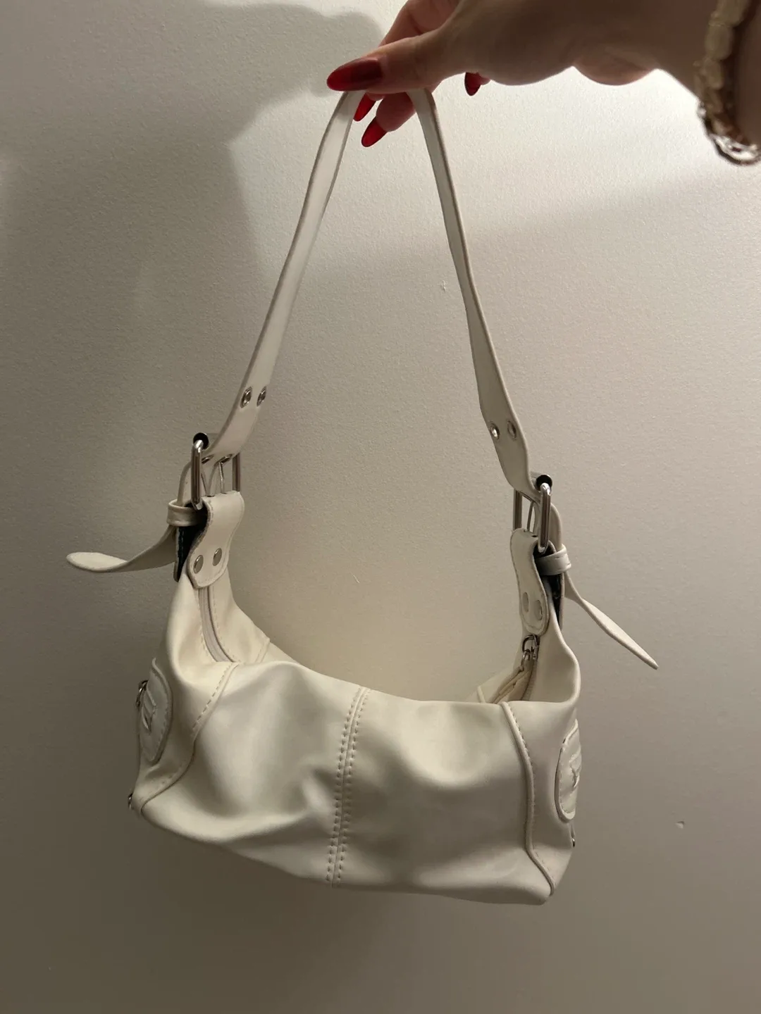 White Leather Looking Shoulder Bag thumbnail