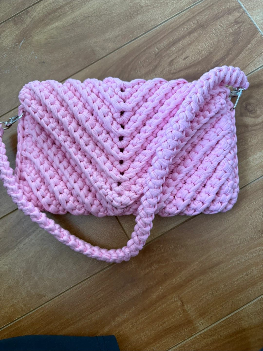 Handmade Pink Crochet Shoulder Bag - photo 3