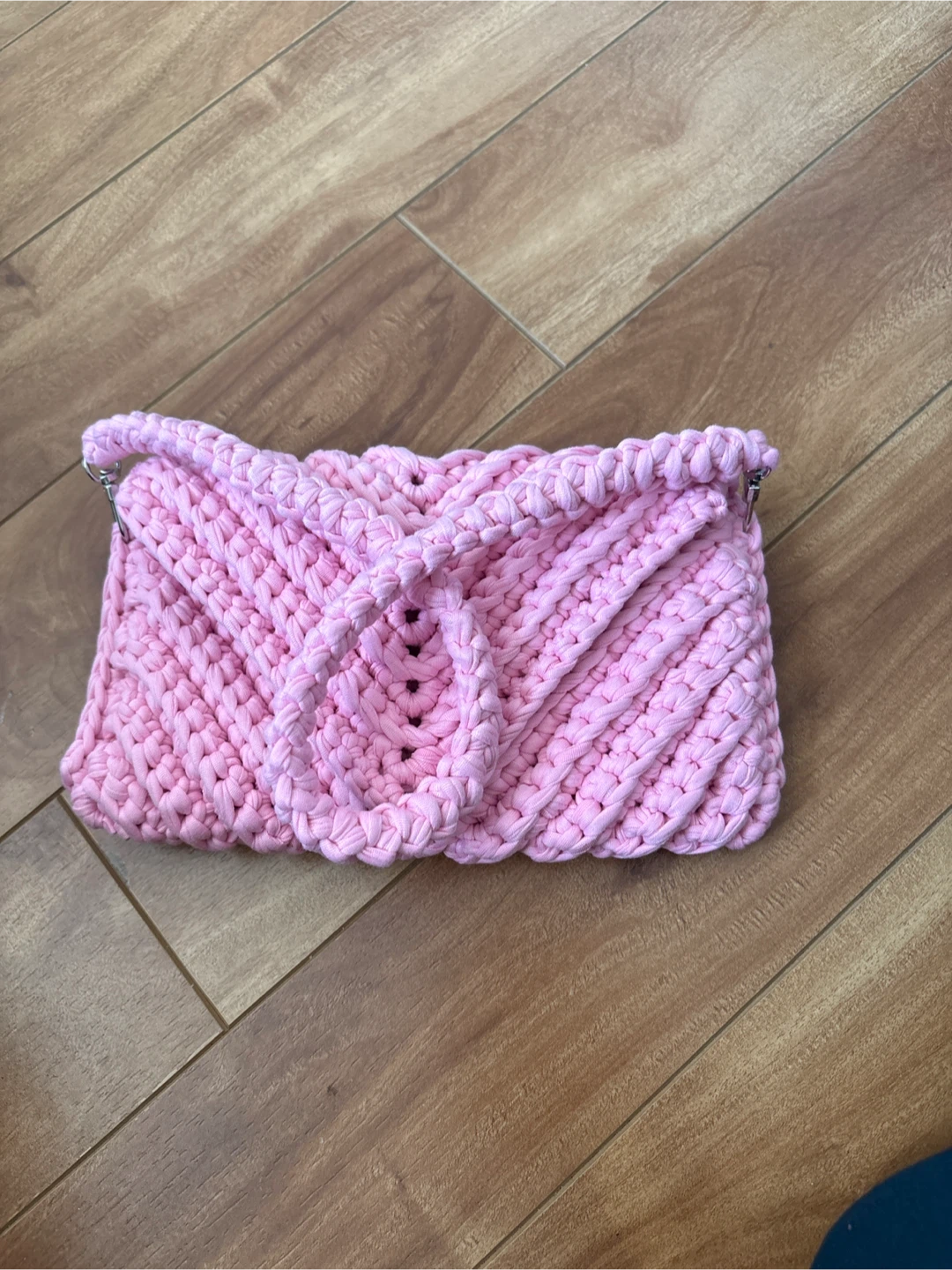 Handmade Pink Crochet Shoulder Bag - photo 2