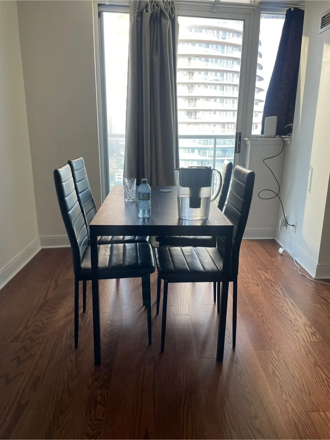 Dining Table with 4 Chairs - Black thumbnail