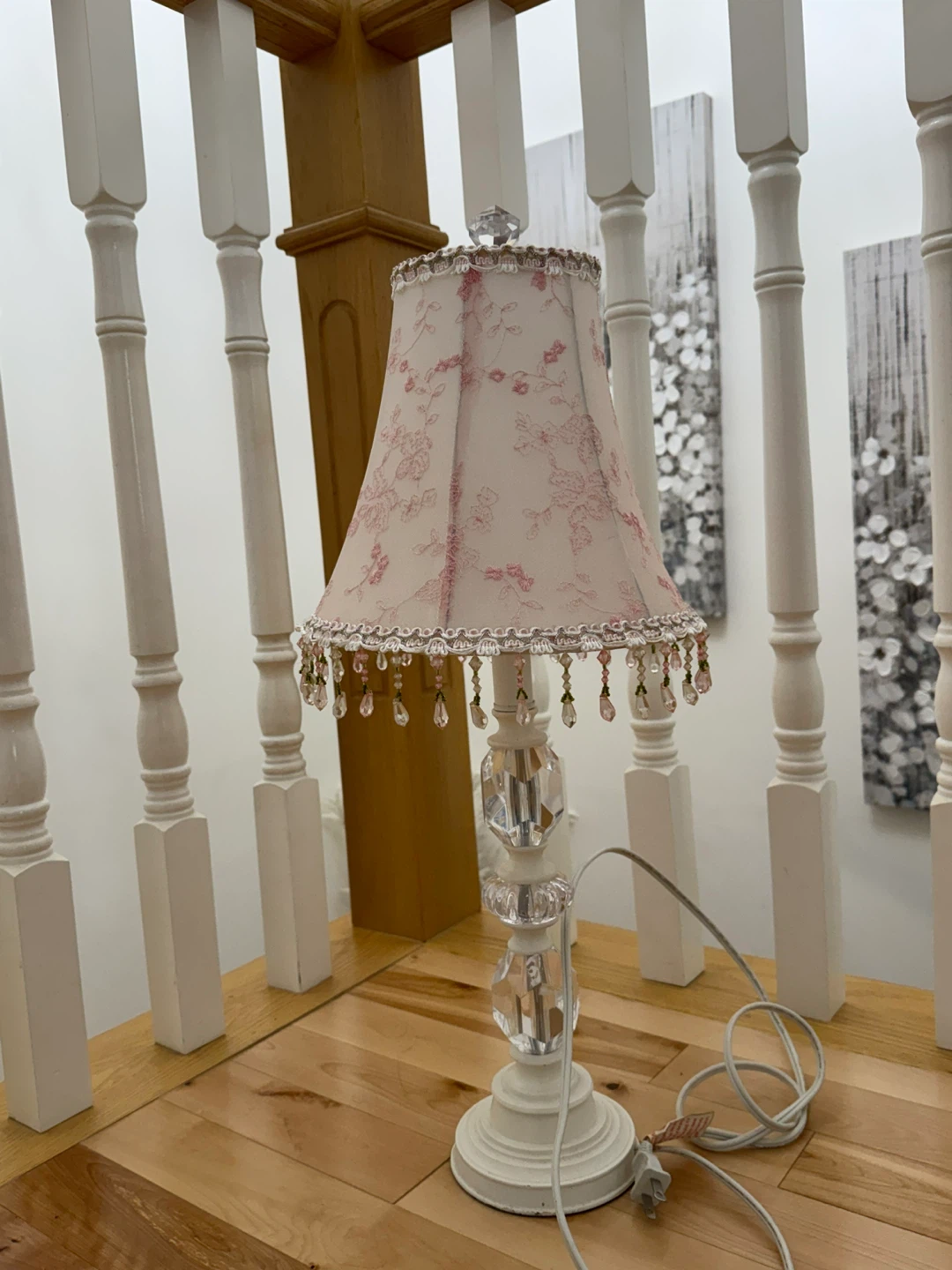 Flowery White & Pink Lamp