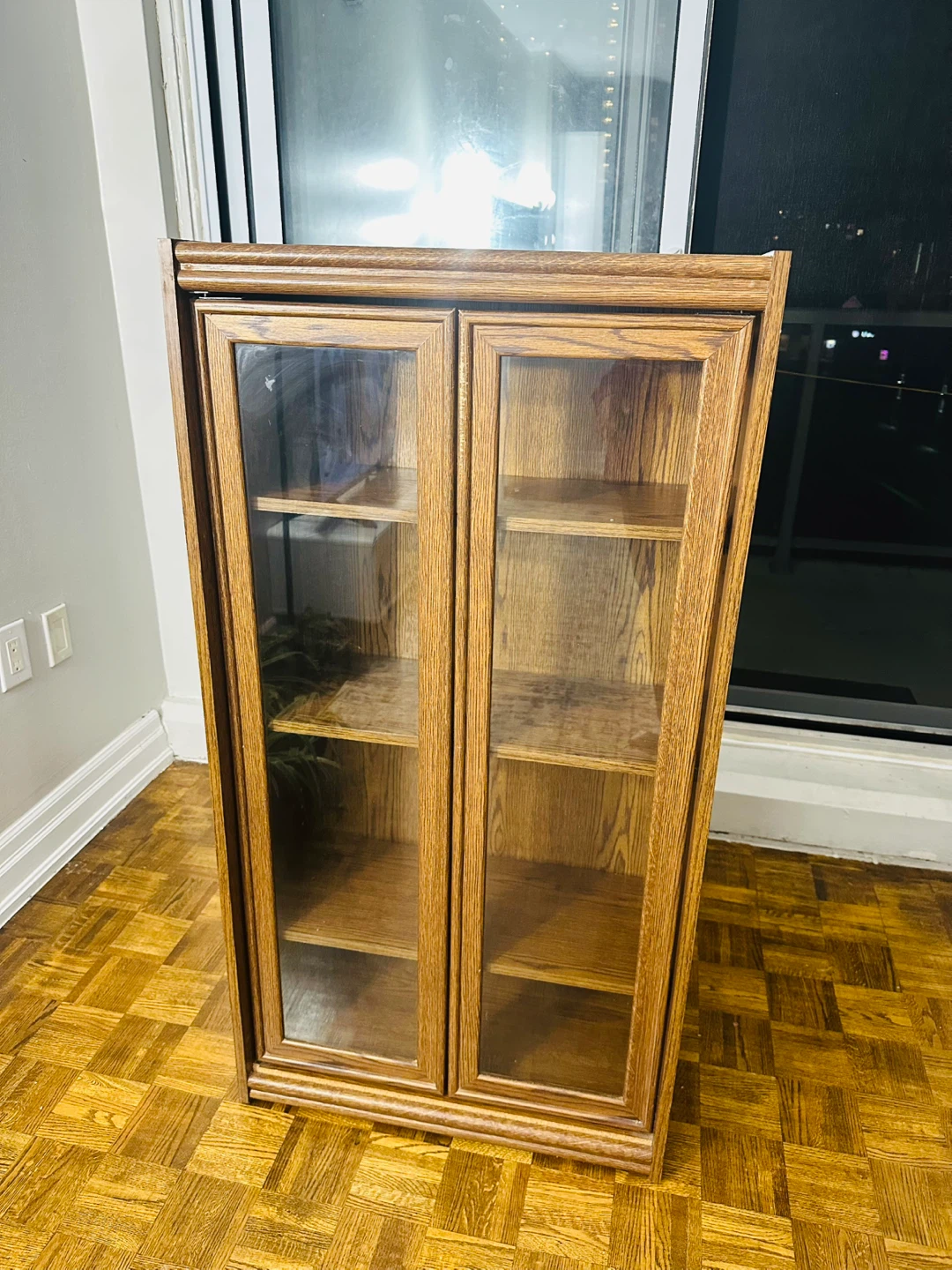 Wooden Display Cabinet with Glass Doors